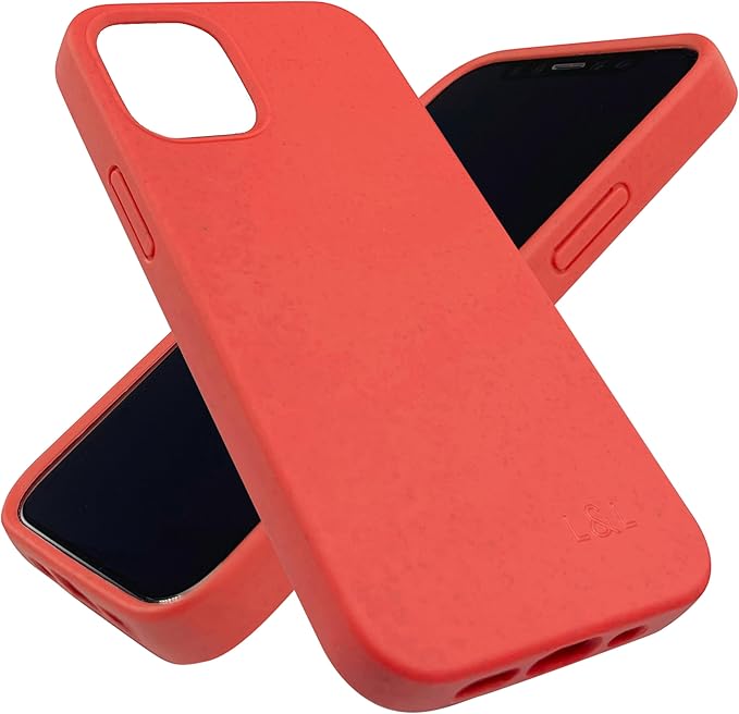 LOAM & LORE Biodegradable Phone Case for iPhone 15 Plus, Plastic Free Eco Friendly Phone Case, Plant Based Compostable iPhone 15 Plus, Premium Zero-Waste Phone Cover (Red)