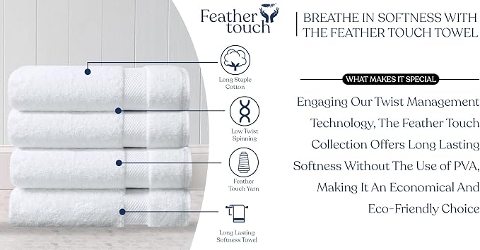 Organic Cotton Luxuriously Plush Bath Towel Pack of 4 | GOTS & OEKO-TEX Certified | Premium Hotel Quality Towels | Feather Touch Technology|650 GSM Long Staple|Soft, Quick Dry & Ultra-Absorbent