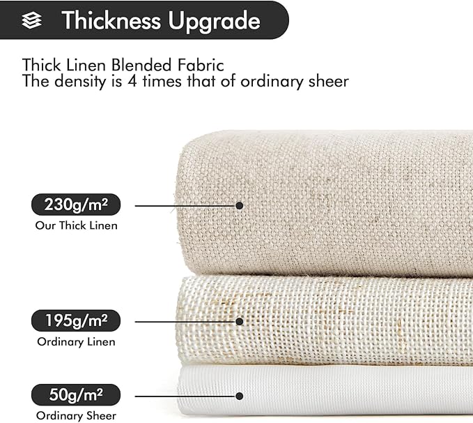 MIULEE Non-See-Through Privacy Linen Curtains 2 Panels, Light Filtering Window Curtains Farnhouse Textured Back Tab Semi Sheer Drapes for Bedroom Living Room, 52 x 84 Inches Long, Linen