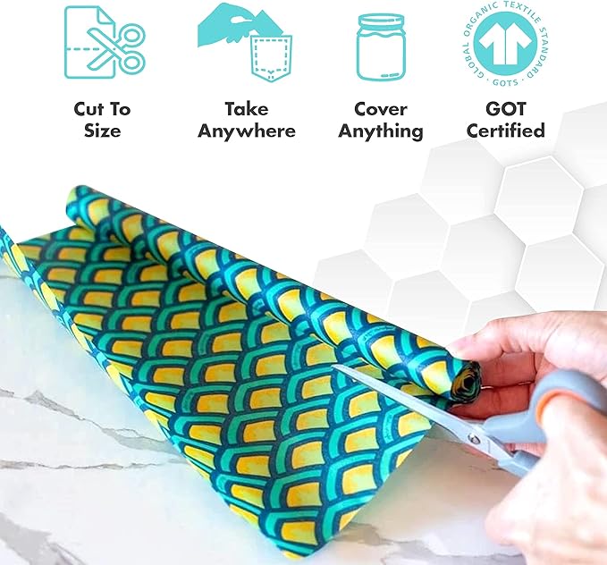 Meli Wraps - Reusable Beeswax Wrap Roll, Zero Waste Beeswax Wraps for Covering Food, Kitchen Roll for Food Storage, 13.5 x 42, Scales