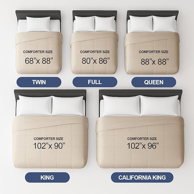 King Size, Cream Alternative Down Comforter - Warm, Lightweight & Breathable Hotel Quality Bedding Set for Men, Women, Kids and Teens - All Season Oversized Cooling Microfiber Duvet Insert Comforter