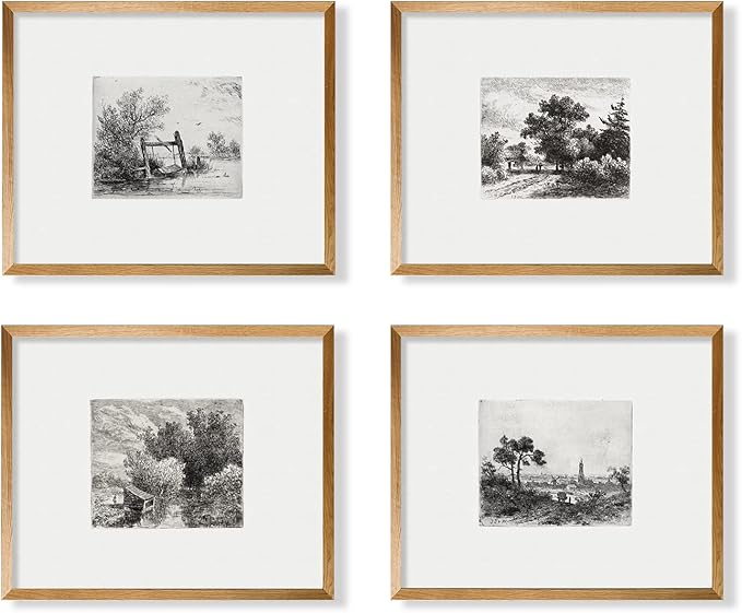 Tree Drawing Neutral Wall Picture Poster Print | Boho French Country Aesthetic Botanical Set | Vintage Farmhouse Wall Art | Woodland Minimalist Black White Room Decor | Kitchen Bathroom Bedroom Décor