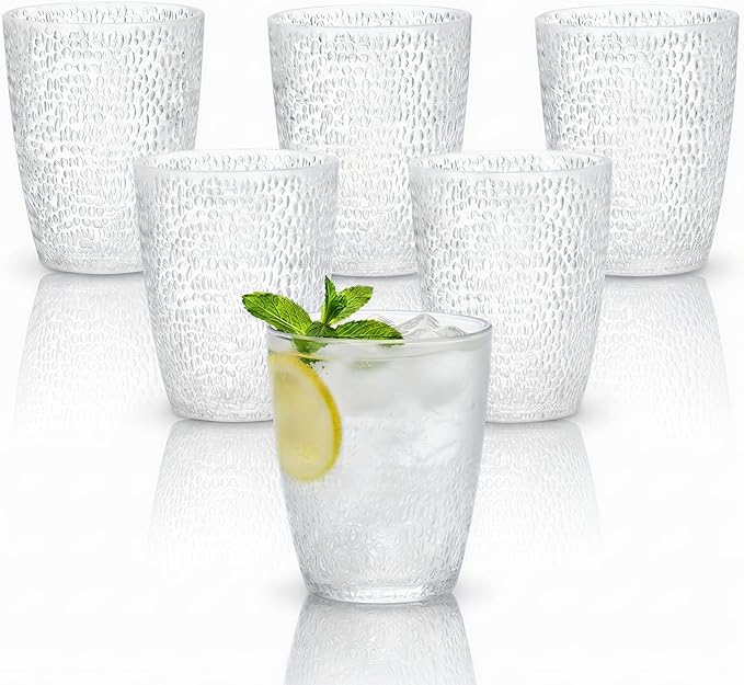 Clear Acrylic Drinking Glasses Set of 6, Plastic Cups Reusable, Unbreakable Water Tumblers, Acrylic Glasses Drinkware for Juice Camping Home Picnic Party, 290 ML/10 OZ