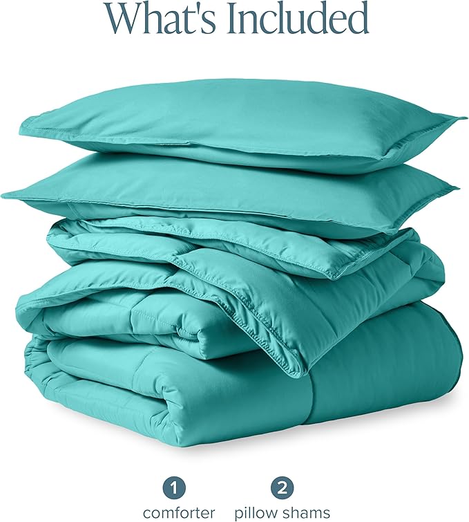 Bare Home Comforter Set - Queen Size - Ultra-Soft - Goose Down Alternative - Premium 1800 Series - All Season Warmth (Queen, Turquoise)