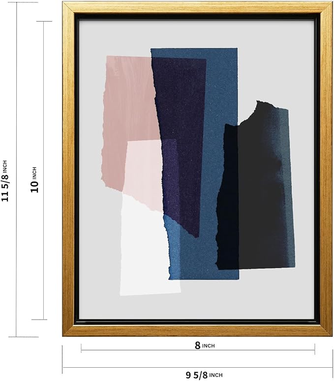 Monem Art Abstract Torn Paper Collage Print - Minimalist Modern Art Poster - Wall Decor for Living Room, Bedroom or Office - 8x10 Gold Framed CANVAS Wall Art by Mareike Bohmer