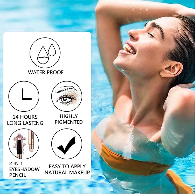 Eyeshadow Stick Eye Shadow Pencil Eye Makeup Cream Shimmer Glitter Smooth Eye Shadow Sticks Nude Matte Korea Palette Primer Crayon Liquid Highlighter Natural Waterproof Long Lasting 02