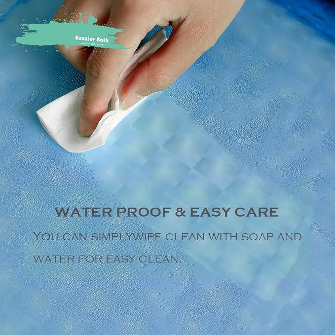 Blue 3D Crystal Plastic Shower Curtain Liner, 72x72 Inch Thin Lightweight Ice Cube Plastic Bathroom Shower Showroom Inner Curtain with Rustproof Metal Grommet Holes and Weighted Magnets