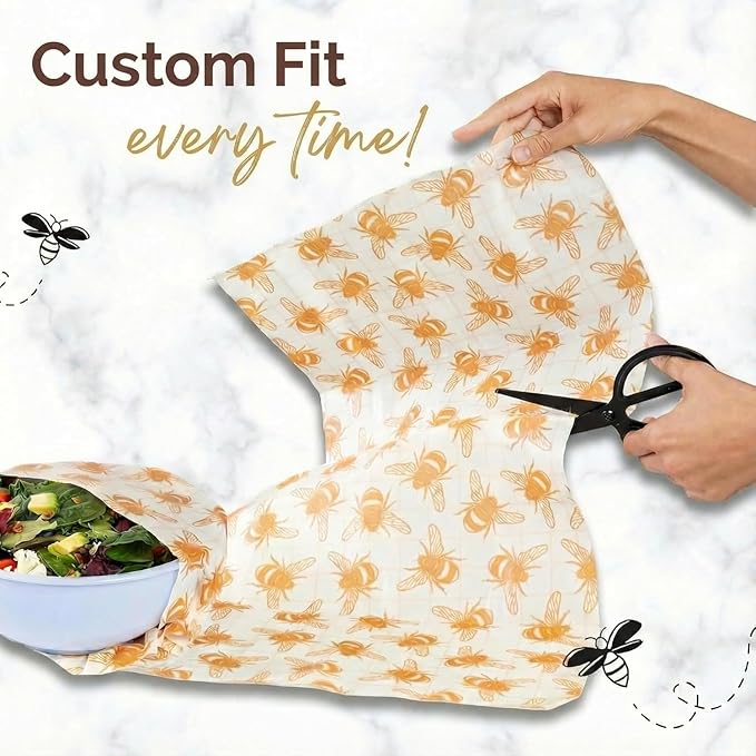 XXL Reusable Beeswax Wraps For Food - 14 x 55 in Roll | Cut to Size Bees Wax Wraps Reusable | Extra Large Beeswax Paper Sheet | Cute Bees Wax Roll for Food Wraps (Tropical Leaves)