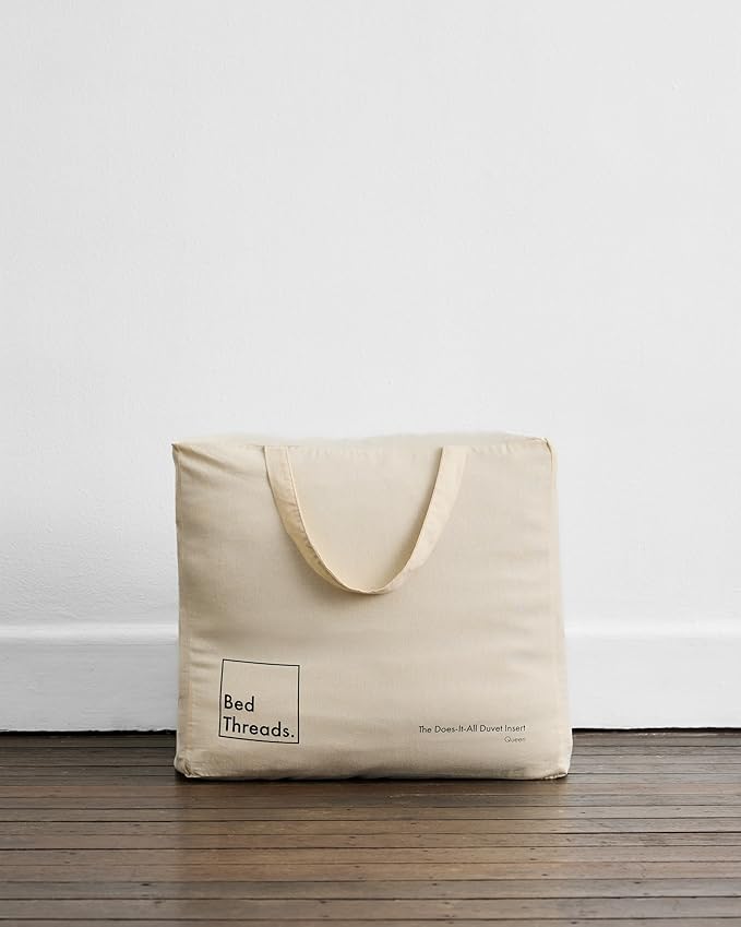 Bed Threads - Does-It-All Duvet Insert - 100% Plant-Based Lyocell Fill - 500 GSM - Medium Weight for All Seasons - Natural Down Alternative - Hypoallergenic & Vegan - Machine Washable - Full/Queen