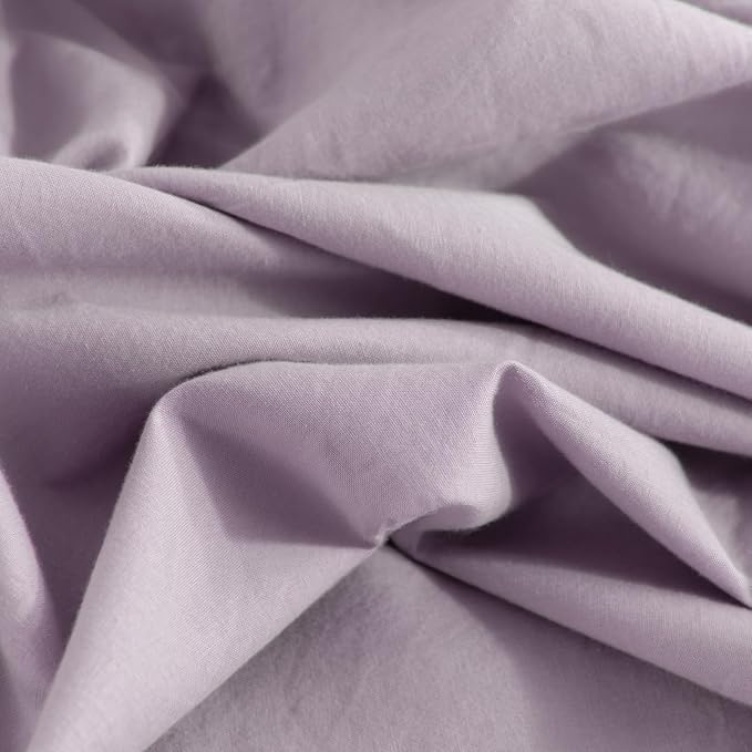 NEXHOME PRO Duvet Cover Set 100% Washed Cotton California Kingn 104"x98", Organic Natural Linen Look Textured 3 Pieces Bedding Set Lavender Lilac with Zipper Closure, Breathable Soft(No Comforter)