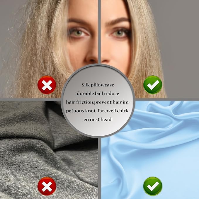 Mulberry Silk Pillowcase for Hair and Skin Pillow Case with Hidden Zipper Soft Breathable Smooth Cooling Silk Pillow Covers for Sleeping (Sky Blue, King,1Pcs)