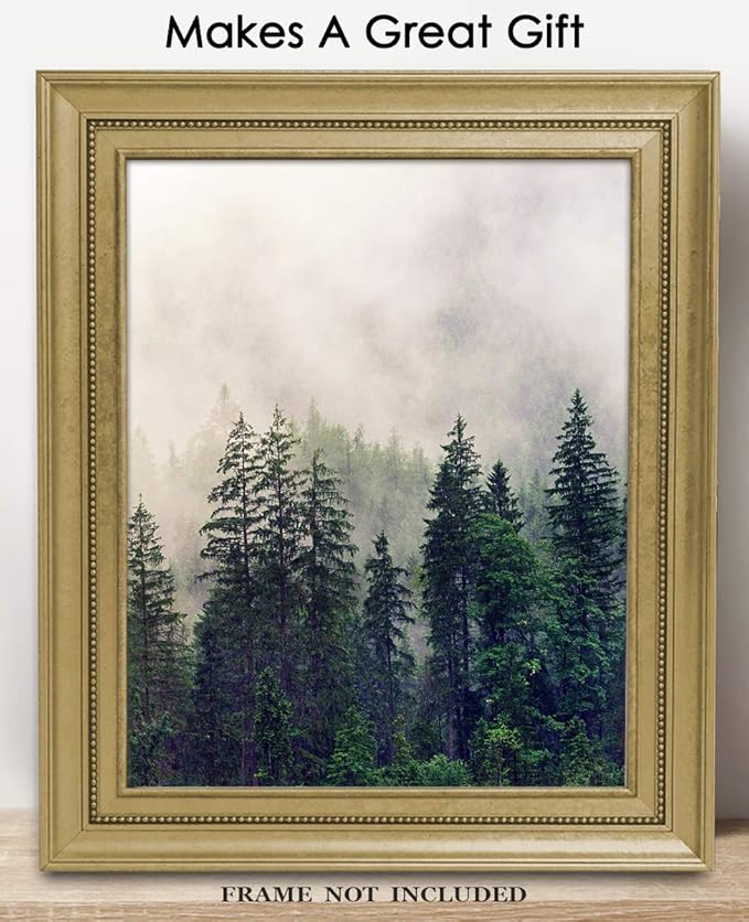 Buzz Unplugged Foggy Forest Abstract Wall Art: Minimalist, Aesthetic & Boho Wall Art for Home, Office, Bedroom & Living Room Decor - Unframed Posters 8x10