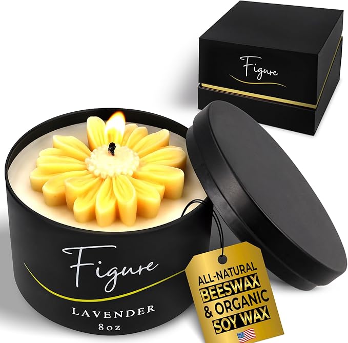 Yellow Daisy Scented Candle – Lavender Aromatherapy | Hand-Poured in USA | All Natural for Women & Men | Organic Soy & Beeswax Blend | 100% Beeswax Wick | Gift-Ready Candle for Relaxation