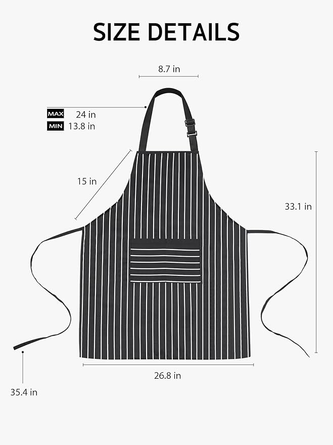 Syntus Apron for Men Women, Adjustable Cooking Kitchen Chef Aprons with 2 Pockets