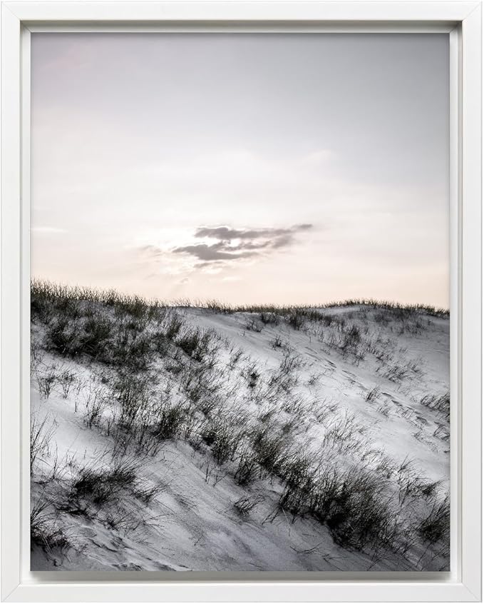 Monem Art Snowy Sand Dunes Landscape Print - Minimalist Winter Nature Poster - Wall Decor for Living Room, Bedroom or Office - 8x10 White Framed CANVAS Wall Art by Mareike Bohmer