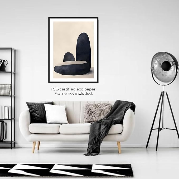Moonow7 Modern Zen Wall Art Prints, Minimalist Abstract Poster for Bedroom, Living Room, Hallway, Office, and Yoga Space, Scandinavian Neutral Home Decor, Unframed 11x14” / 27x35 cm
