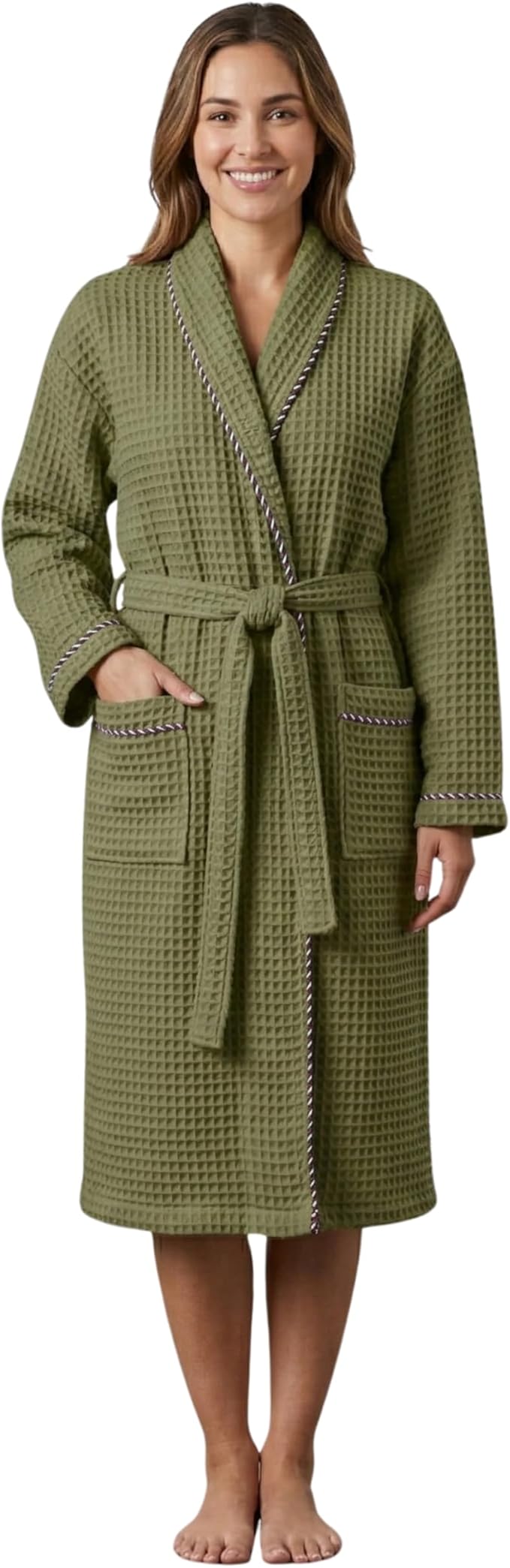 PÜSKÜL Luxury Waffle Robe for Women & Men - Natural 100% Turkish Cotton Bathrobe - Housecoat Womens & Housecoat Mens