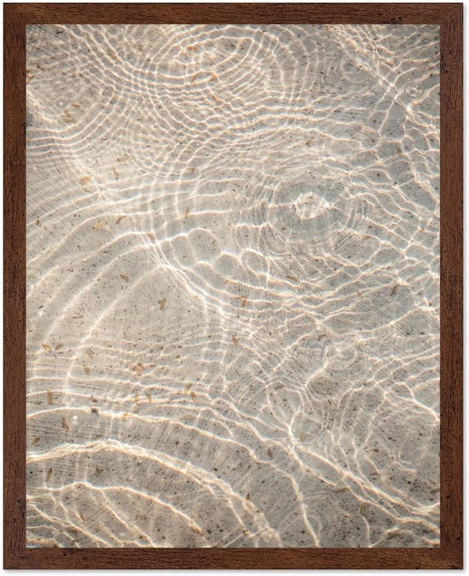 Monem Art Sunlit Ocean Water Texture Print - Minimalist Coastal Photography Poster - Wall Decor for Living Room, Bedroom or Office - 12x16 Brown Framed Wall Art by Mareike Bohmer