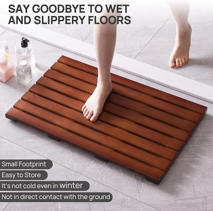 Bath Mat for Shower, Wooden Floor Mat for Bathroom,Non-Slip | Heavy Duty, Shower Mat for Indoor Outdoor