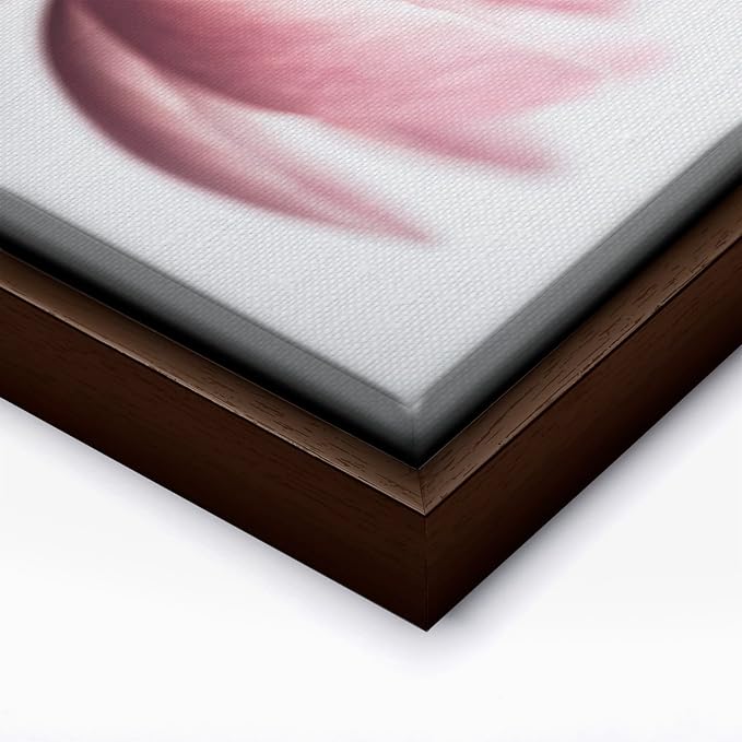 Monem Art Pink Peony Macro Photography Print - Minimalist Floral Art Poster - Wall Decor for Living Room, Bedroom or Office - 18x24 Brown Framed CANVAS Wall Art by Mareike Bohmer