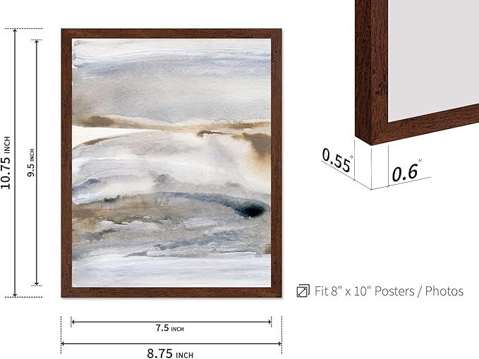 Monem Art Neutral Abstract Watercolor Landscape Wall Art - Minimalist Earth Tone Contemporary Painting Poster - Modern Calm Aesthetic Art Print - 8x10 Brown Framed Wall Art by Mareike Bohmer