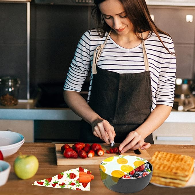 Reusable Beeswax Wrap - 9 Pack, Beeswax Wraps for Food, Eco-Friendly Beeswax Food Wrap, Organic, Sustainable, Biodegradable, Zero Waste, Plastic-Free Food Storage (Orange | Strawberry | Blueberry)