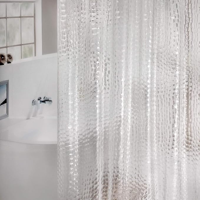 WELTRXE Extra Long Shower Curtain Liner with Magnets, 72 x 84 Inch Waterproof 3D Water Cube Clear Bathroom Shower Curtains, No Chemical Smell, Heavy Duty, Extra Long for Shower Stall, Bathtubs