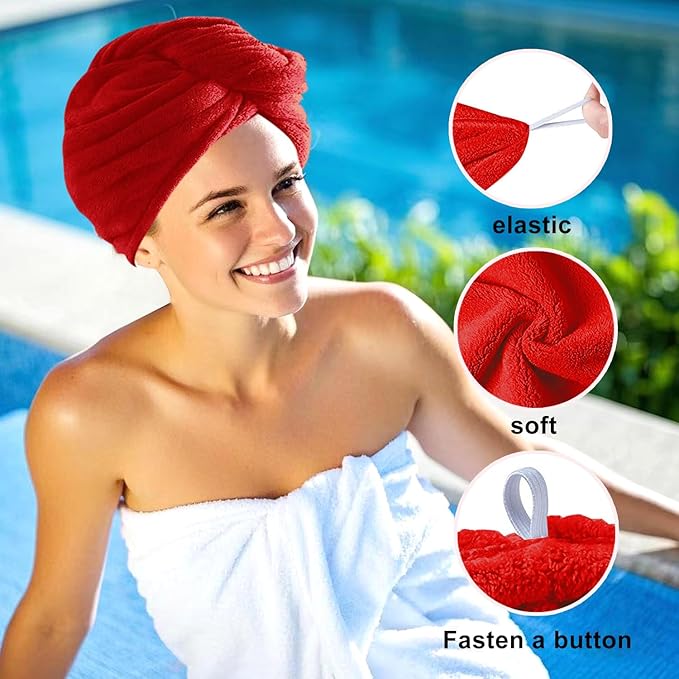 Microfiber Hair Drying Towel Wrap for Women, Hair Turbans Towel for Wet Hair,turbie Twist Hair Towels(The Color of the Picture is for Reference only) (Light Green,Red,Dark Blue)