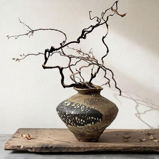 Rusty Vase,Rustic Ceramic Vase,Farmhouse Antique Pottery Vases,Wabi Sabi Decorative Vases for Living Room Decor,Centerpieces,Bedroom, Bathroom (Short)