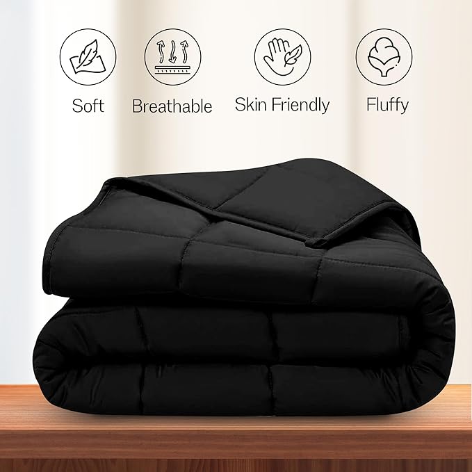 LUX Décor King Comforter – 102x90 Ultra-Soft Down Alternative Duvet Insert with Corner Tabs & Box Stitching, Hotel Quality Plush Hypoallergenic Microfiber, Oeko-TEX Certified – Black
