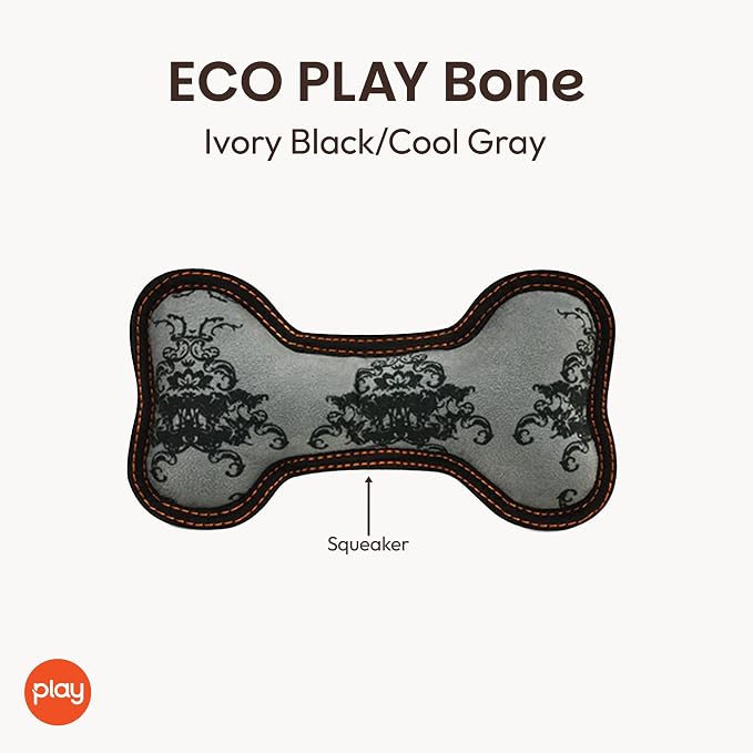 P.L.A.Y. Stuffed Dog Toys - ECO Bones - Extra Durable Squeaker Chew Toy, Great for Teething Puppies & Small, Medium, Large Dog Breeds - Machine Washable, Recycled Materials (Royal Crest, Small)