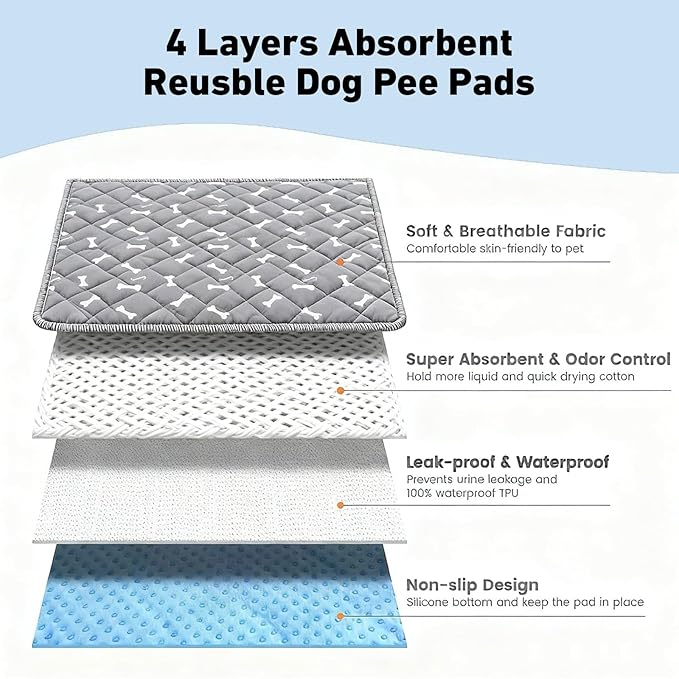 Puppy Pads with Pheromones,Washable Puppy Pee Pads for Dogs,Reusable Puppy Pads Washable for Dogs & Cats, Washable,Durable Leak-Proof & Anti-Slip Pet Training Pads for Home & Trave(Brown-2,M)