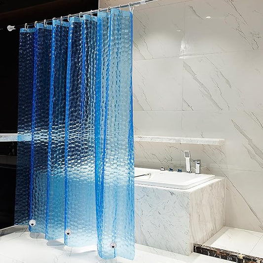 Plastic Shower Liner - Premium EVA 4G Shower Curtain Liner with Rustproof Grommets and 3 Weighted Magnets, Waterproof Shower Curtains for Bathroom (3D Water Cube - Blue, 72" x 72")