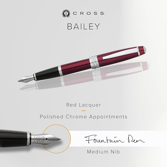 Cross Bailey Red Lacquer Medium With Stainless Steel Nib Self Serve S Fountain Pen