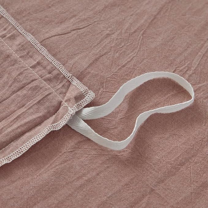FACE TWO FACE Bedding Duvet Cover Set100% Washed Cotton Duvet Cover Linen Like Textured Breathable Durable Soft Comfy (California King, Old Pink)