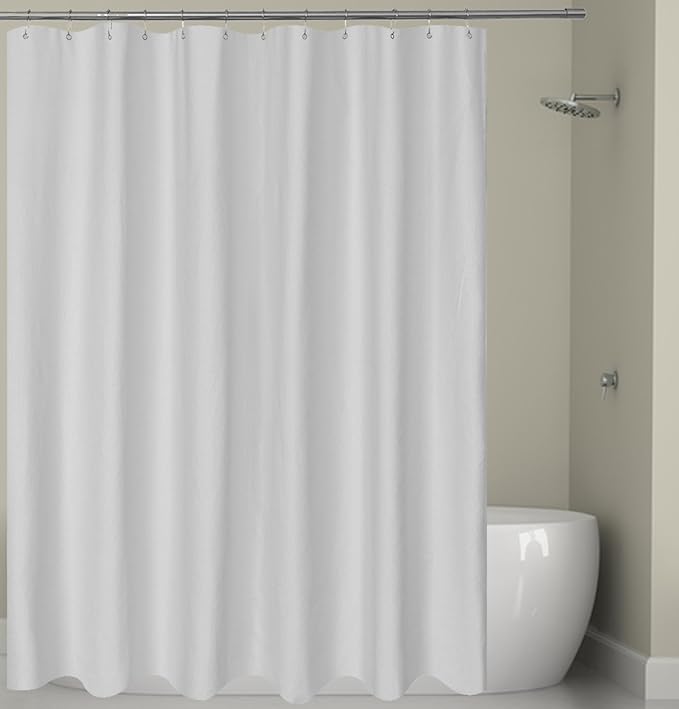 Barossa Design Soft Microfiber Fabric Shower Liner or Curtain, Hotel Quality, Machine Washable, Water Repellent, Silver Grey, 70 x 72 inches