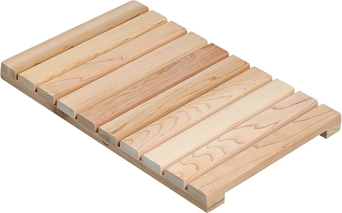 bingaai Cedar Wood Shower Mat, Cedar Wooden Bath Mats, Small Wood Bath Mat 20 x 13 in, Shower Stall Mat Non-Slip for Bathroom Bathtub Spa Sauna Garden Home, Wooden Floor Mat for Indoor and Outdoor