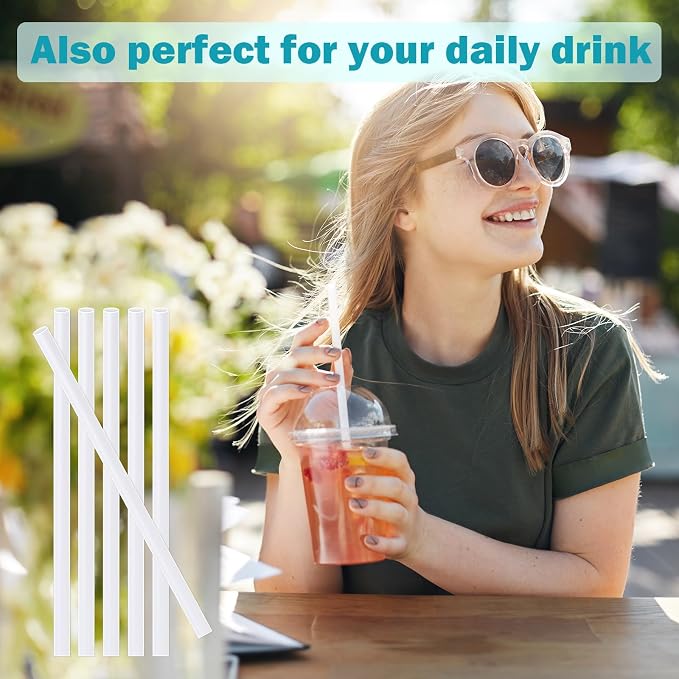 LUCKINEE Replacement Straws for Hydro Flask Wide Mouth 16-64 oz, 6 Pack Plastic Reusable Straws with 2 Straw Cleaner Brushes for Hydro Flask Accessories