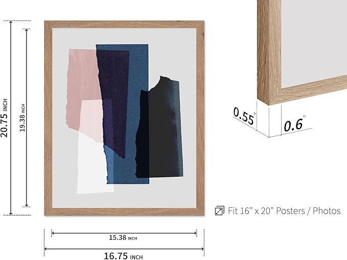 Monem Art Abstract Torn Paper Collage Print - Minimalist Modern Art Poster - Wall Decor for Living Room, Bedroom or Office - 16x20 Beige Framed Wall Art by Mareike Bohmer