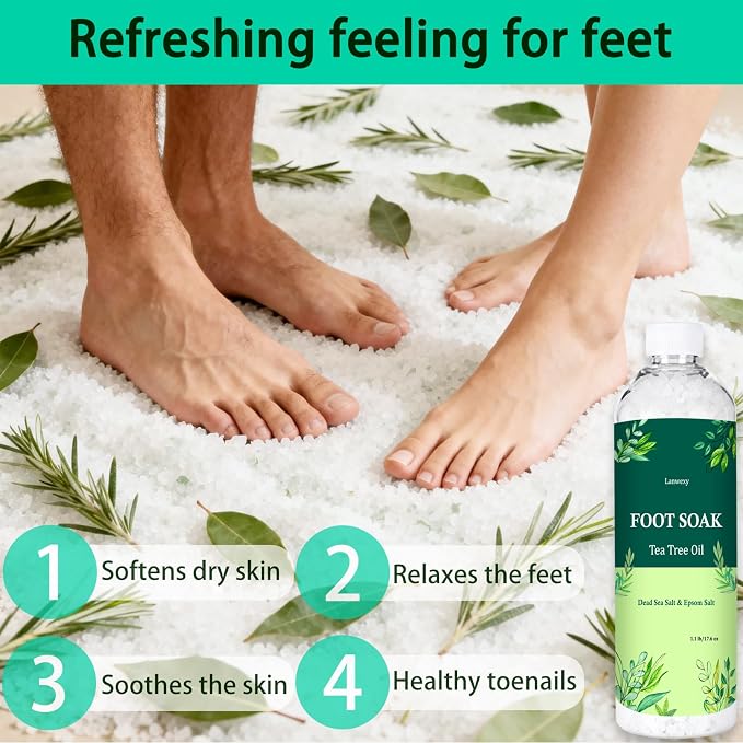 Tea Tree Oil Epsom Salt Foot Soak Foot spa Odor Scent,Dry Foot,Callus,500g | Cleansing,Soothing,Organic Natural ingredient for improved irritated,Dry Cracked, Tired Feet, Stubborn Foot Odor Elimination