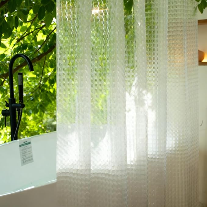 80 inch Long Shower Curtain Liner, EVA Heavy Duty Longer Bath Clear Shower Liner with 3 Strong Weighted Magnets, 100% Waterproof, Odorless, 72 x 80 inch