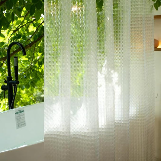 76 inch Long Shower Curtain Liner, EVA Heavy Duty Longer Bath Clear Shower Liner with 3 Strong Weighted Magnets, 100% Waterproof, Odorless, 72 x 76 inch