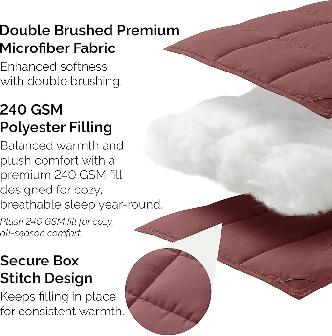 Southshore Fine Living, Inc. Queen Comforter, Full Size Comforters, Fluffy Down Alternative Marsala Bedding Comforter, Queen Size/Full, Pet Hair Resistant Bedding, Wrinkle-Free, Marsala