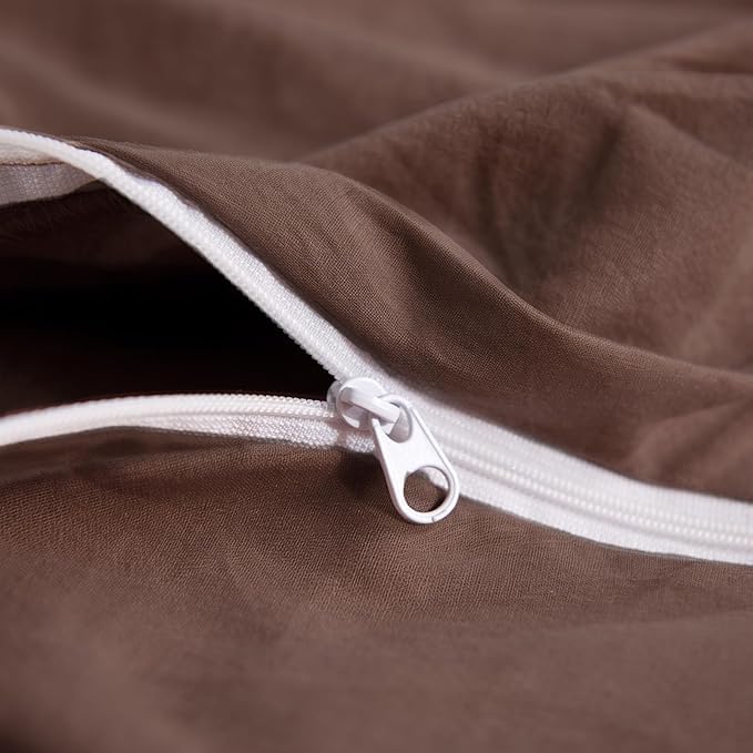 NEXHOME PRO Full Duvet Cover Set – 100% Certified Organic Cotton with Washed Feel & Linen-Like Texture, Comfortable & Breathable, Home Bedding Set Dark Brown (No Comforter)