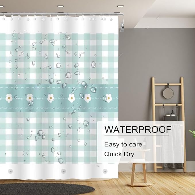 TIKABC Shower Curtain Liner, 4G PEVA Shower Liner, Plastic Peva Waterproof Shower Curtains, 72x72 inch with Grommet Holes 3 Magnetic Weights