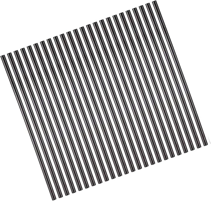 Black Reusable Metal Straws 100Pcs for Bulk Pack.Toddler Child Stainless Steel Straws 265mm Straws for 30oz and 20oz Tumblers Yeti Bulk Order(10.5" Long, Black-100pcs Straight)