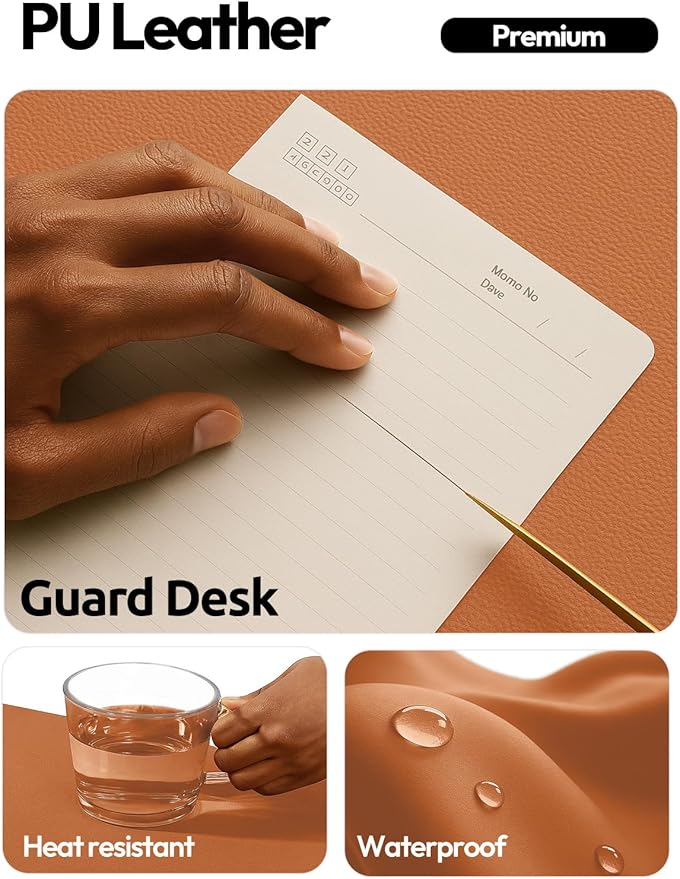 YSAGi Leather Desk Protector, Office Mat, Large Mouse Mat, Non-Slip PU Leather Blotter, Laptop Desk Mat, Waterproof Writing Pad for Office and Home(Brown, 63" x 24")