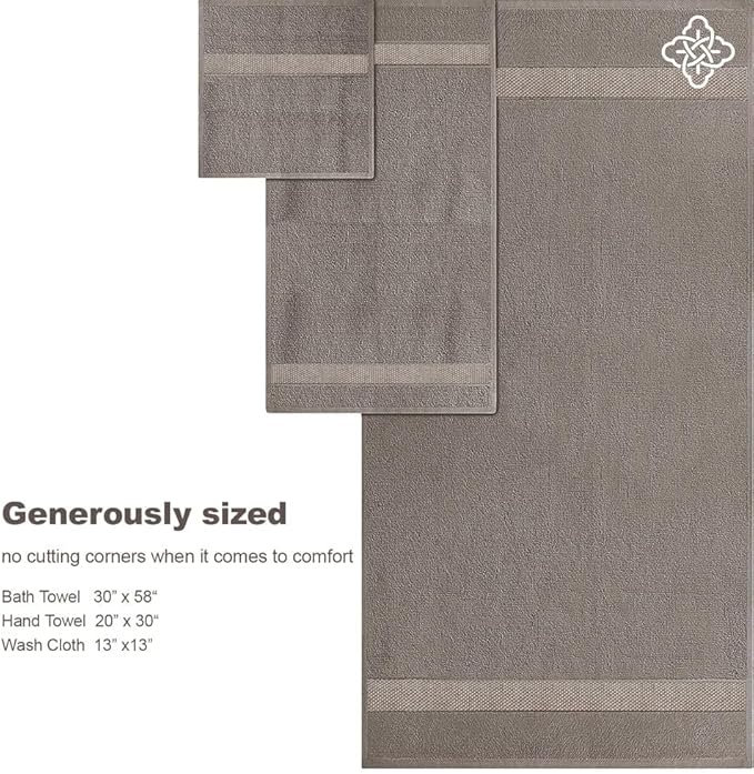 BIOWEAVES 100% Organic Cotton 700 GSM Plush Washcloths 13" x 13" GOTS Certified - Taupe, Pack of 12