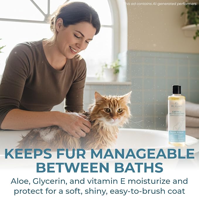Dr. Jacobs Naturals Castile Pet Shampoo - Gentle Cat & Dog Wash with Pure Castile Soap - Plant-Based Dog Shampoo with Olive Oil, Coconut Oil, Shea Butter, Aloe Vera, Vitamin E - Ocean Breeze