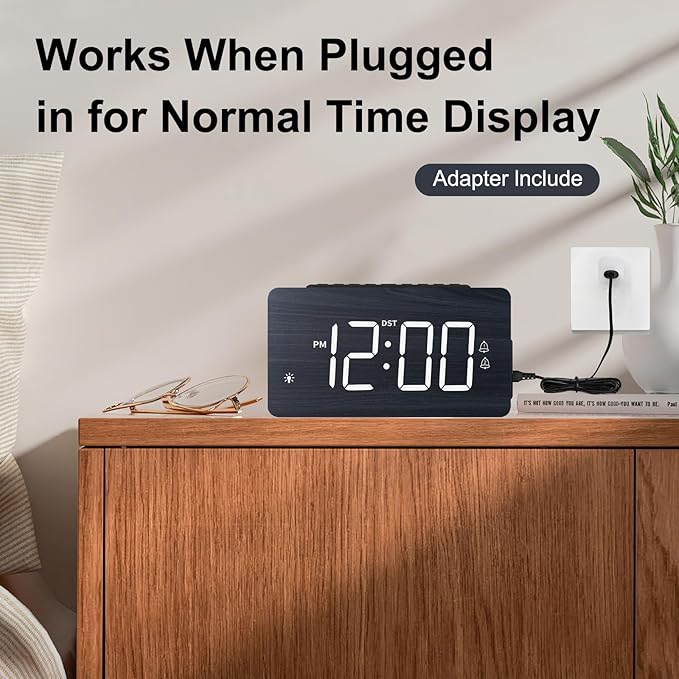 LICHI Wooden Digital Alarm Clock for Bedrooms， Loud Alarm for Heavy Sleepers, Dual Use as Desk/Wall Clock, Adjustable Volume, Dimmer, DST - Wood Decor & Gifts